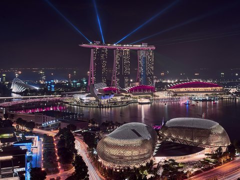 high-rise buildings at night