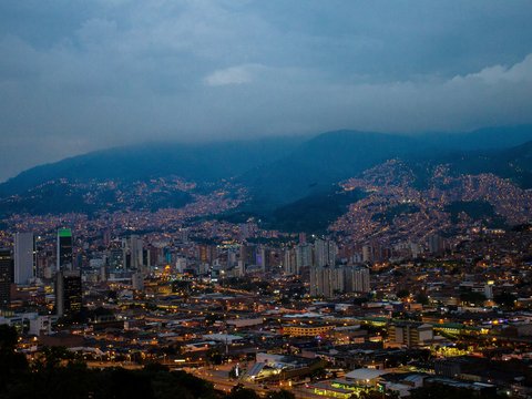 city scraper at night time