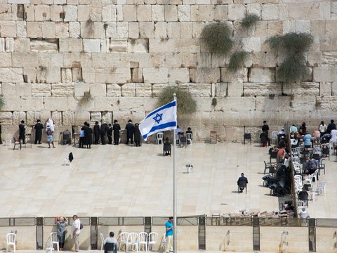 Flag of Israel with pole