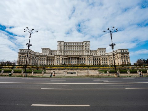 A large building sitting on the side of a road