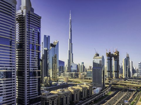 Burj Khalifa near city buildings