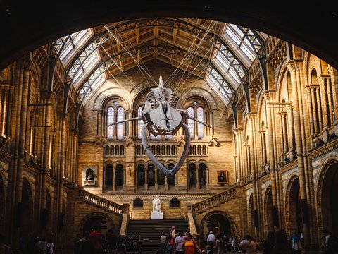 a large clock in a large building