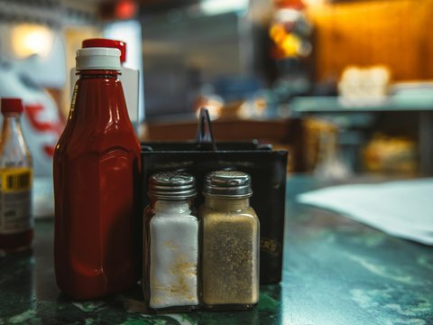 a group of bottles on a counter