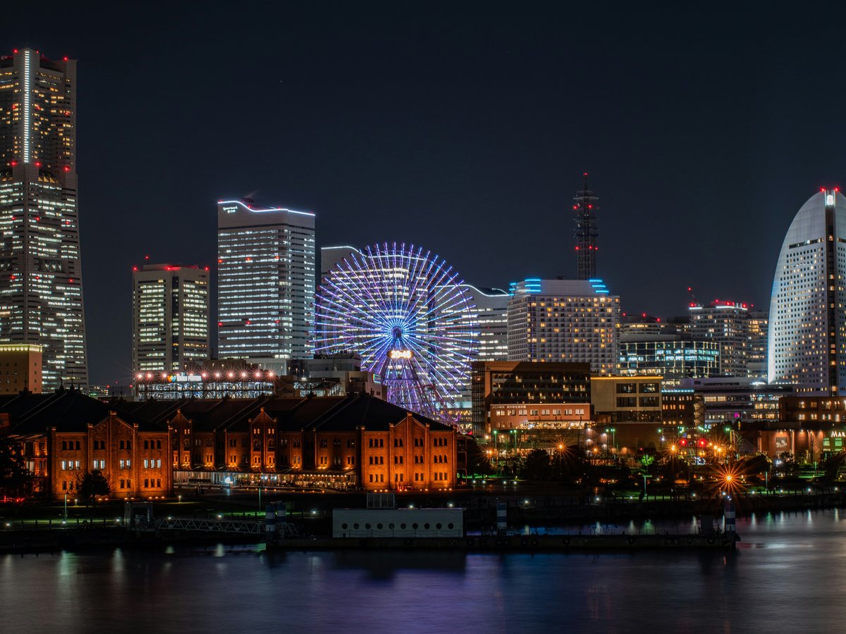 city skyline during night time