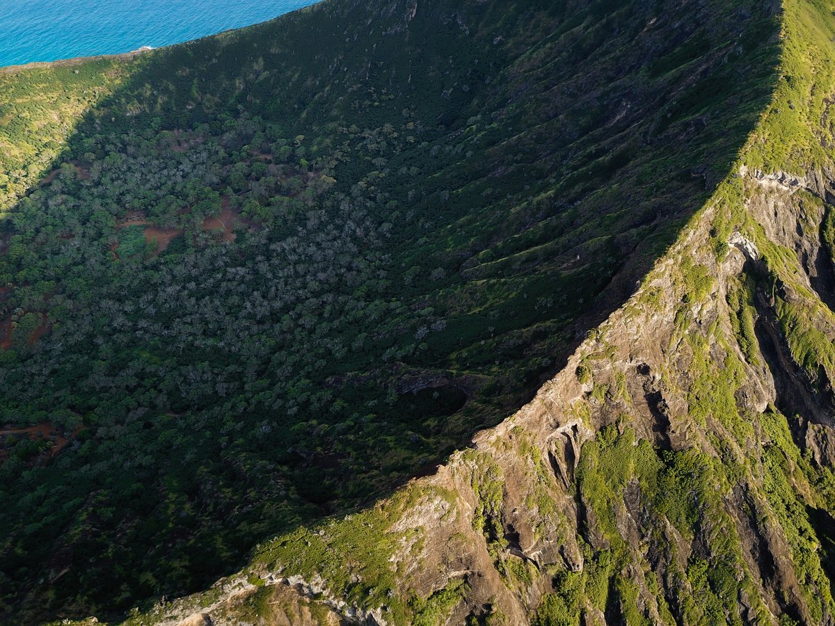volcano mouth with trees during daytime