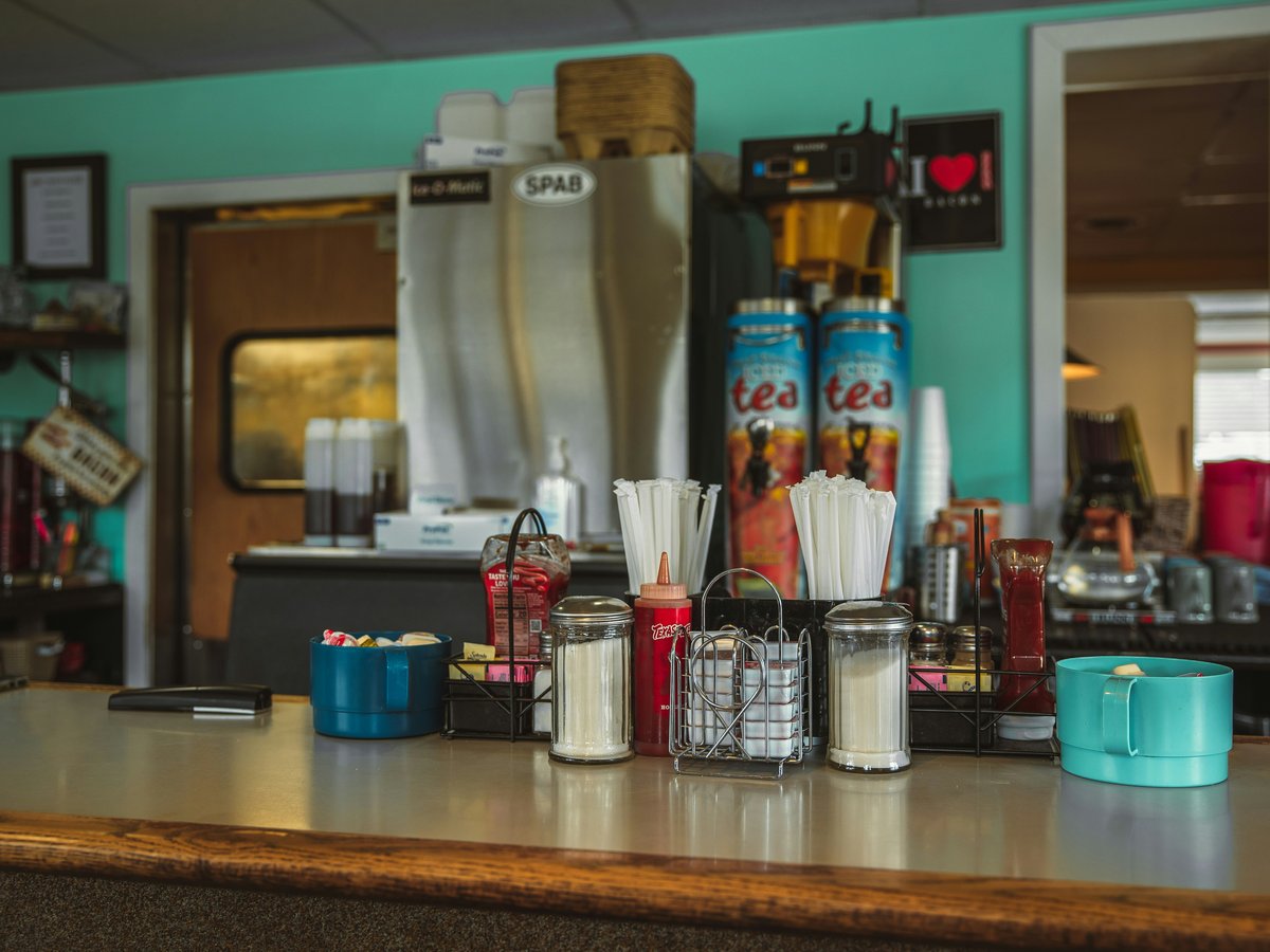 a group of cans on a counter