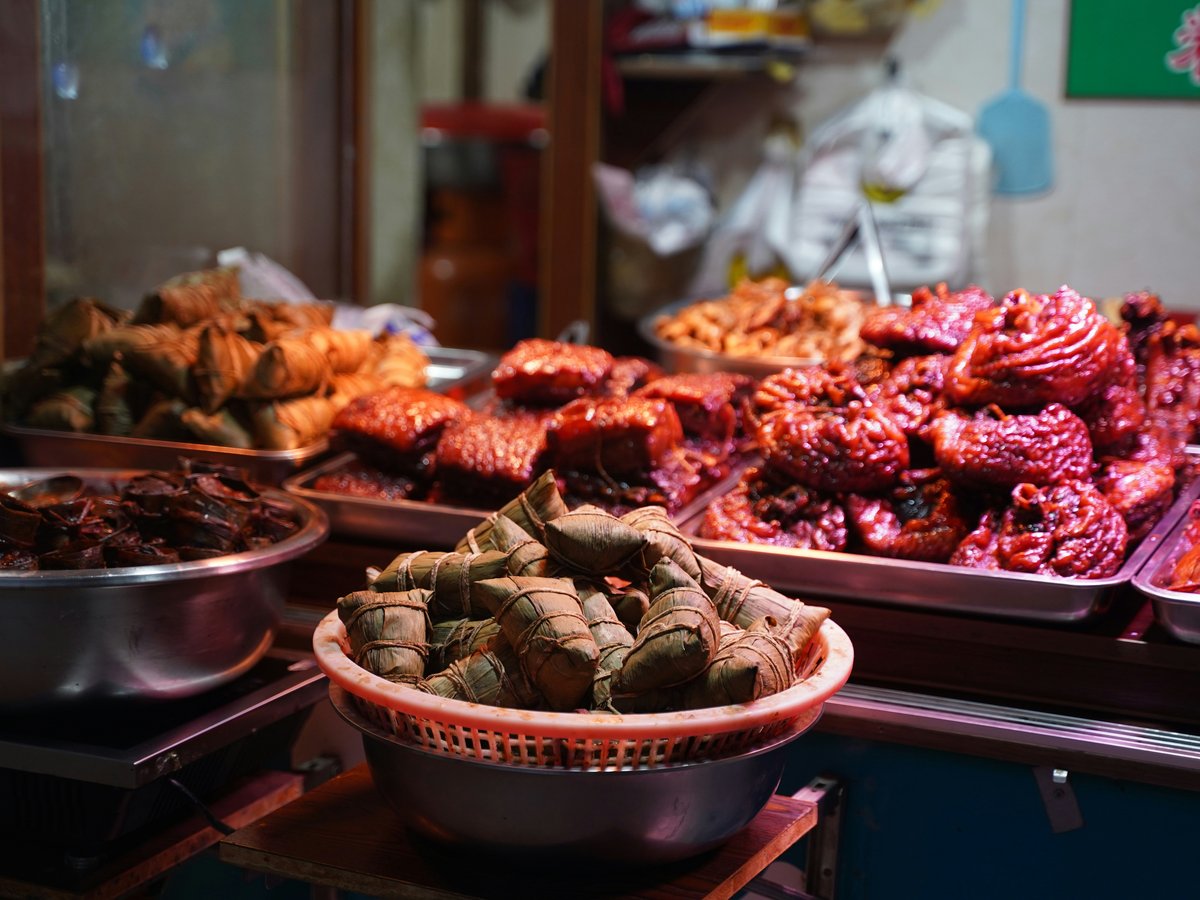 A bunch of food that is on a table