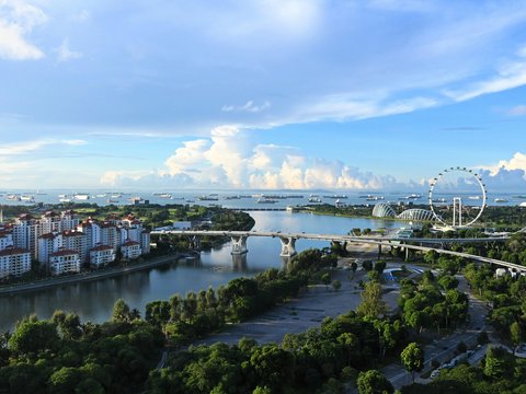 aerial view of city buildings near body of water during daytime