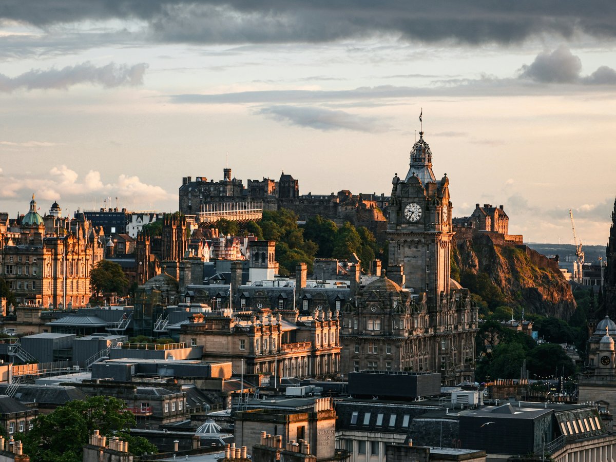 a view of a city with a clock tower