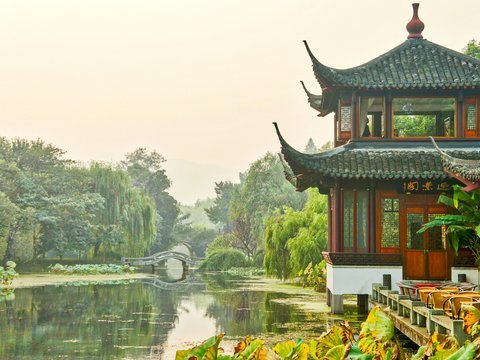 orange and black gazebo scenery
