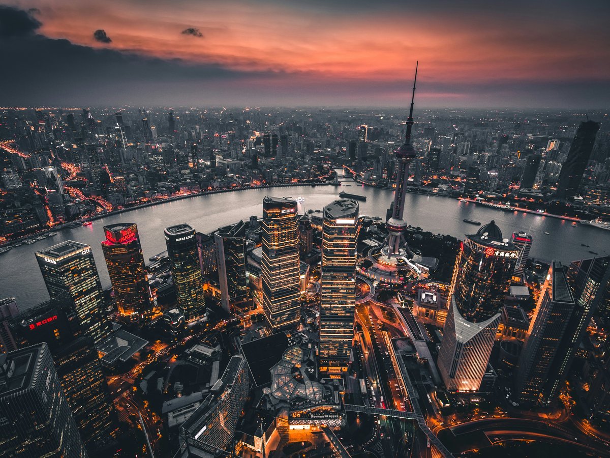 high-angle view of high rise buildings