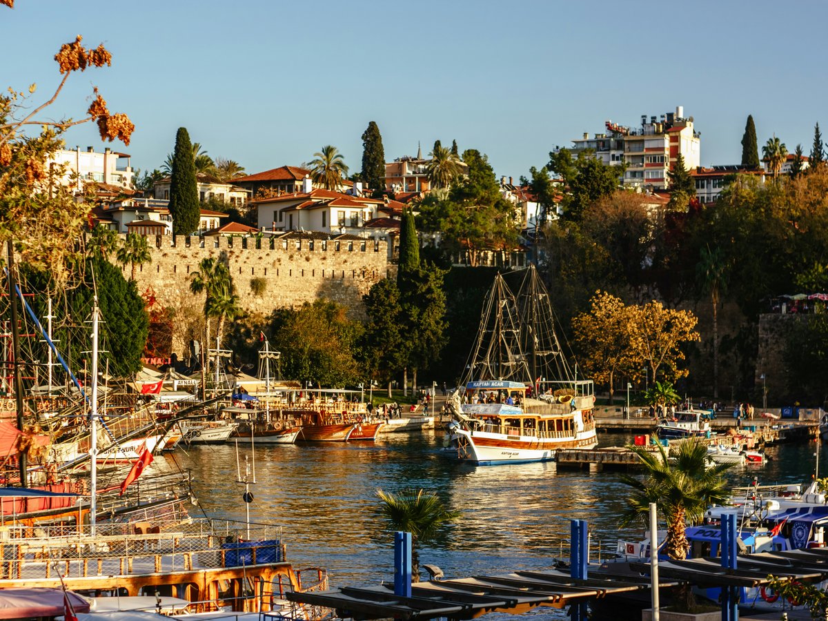 a harbor filled with lots of boats next to a city