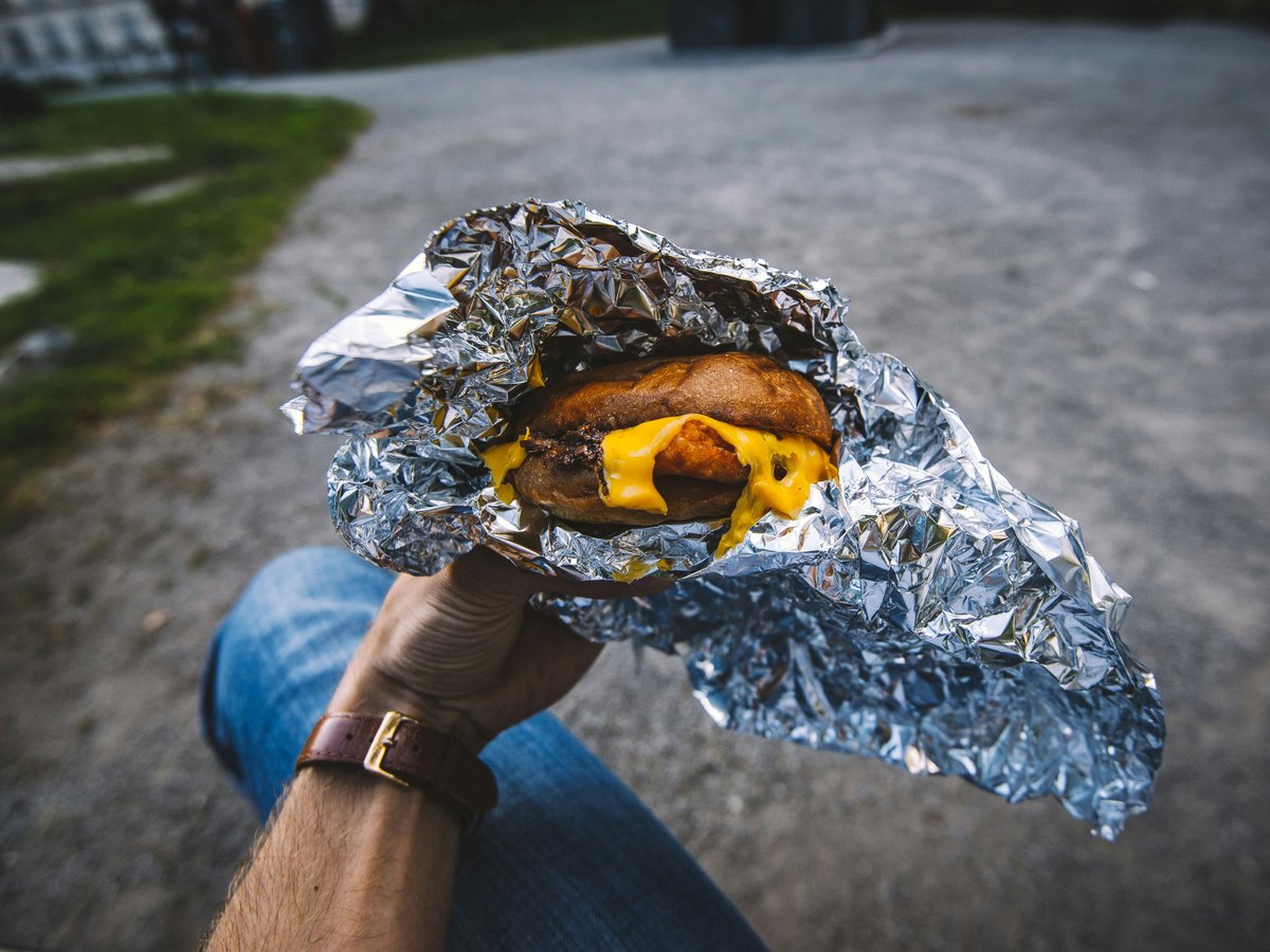 cooked food in foil pack