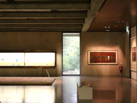 a room with a large window