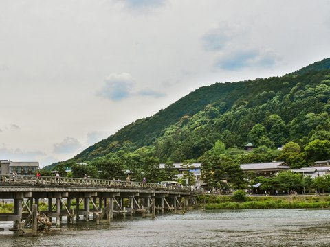 A wooden bridge over a body of water