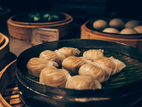 dumplings on steamer