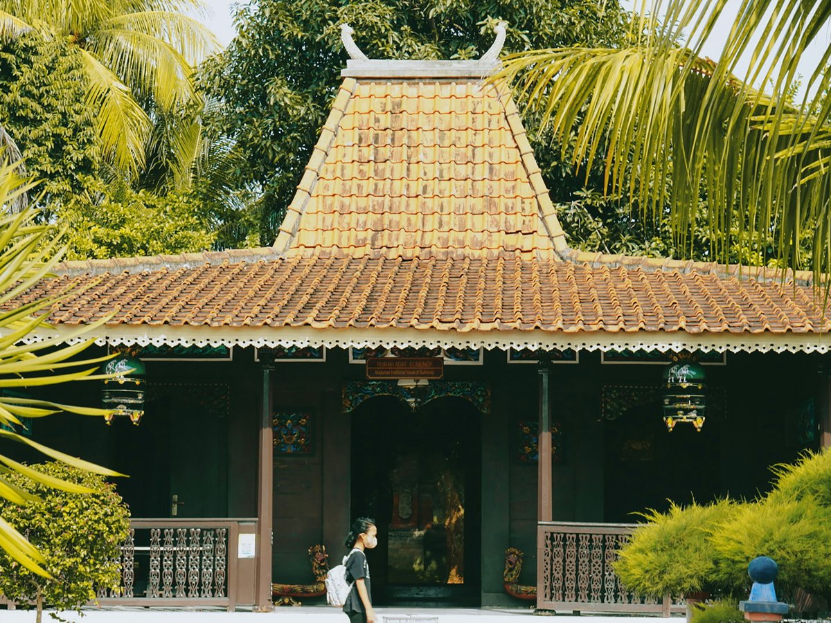 a building with a red roof