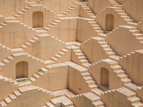 beige houses with steps