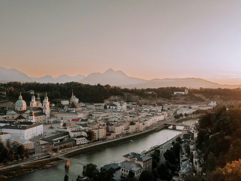 a city with a river running through it