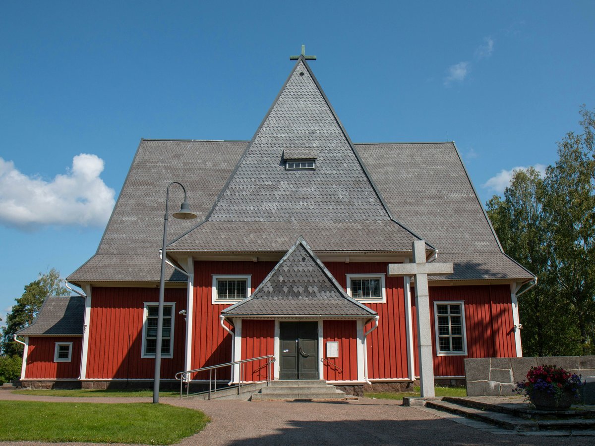 red, white and gray wooden house