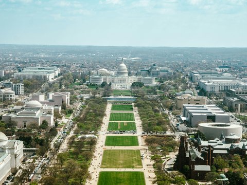 an aerial view of the capital building in washington d c