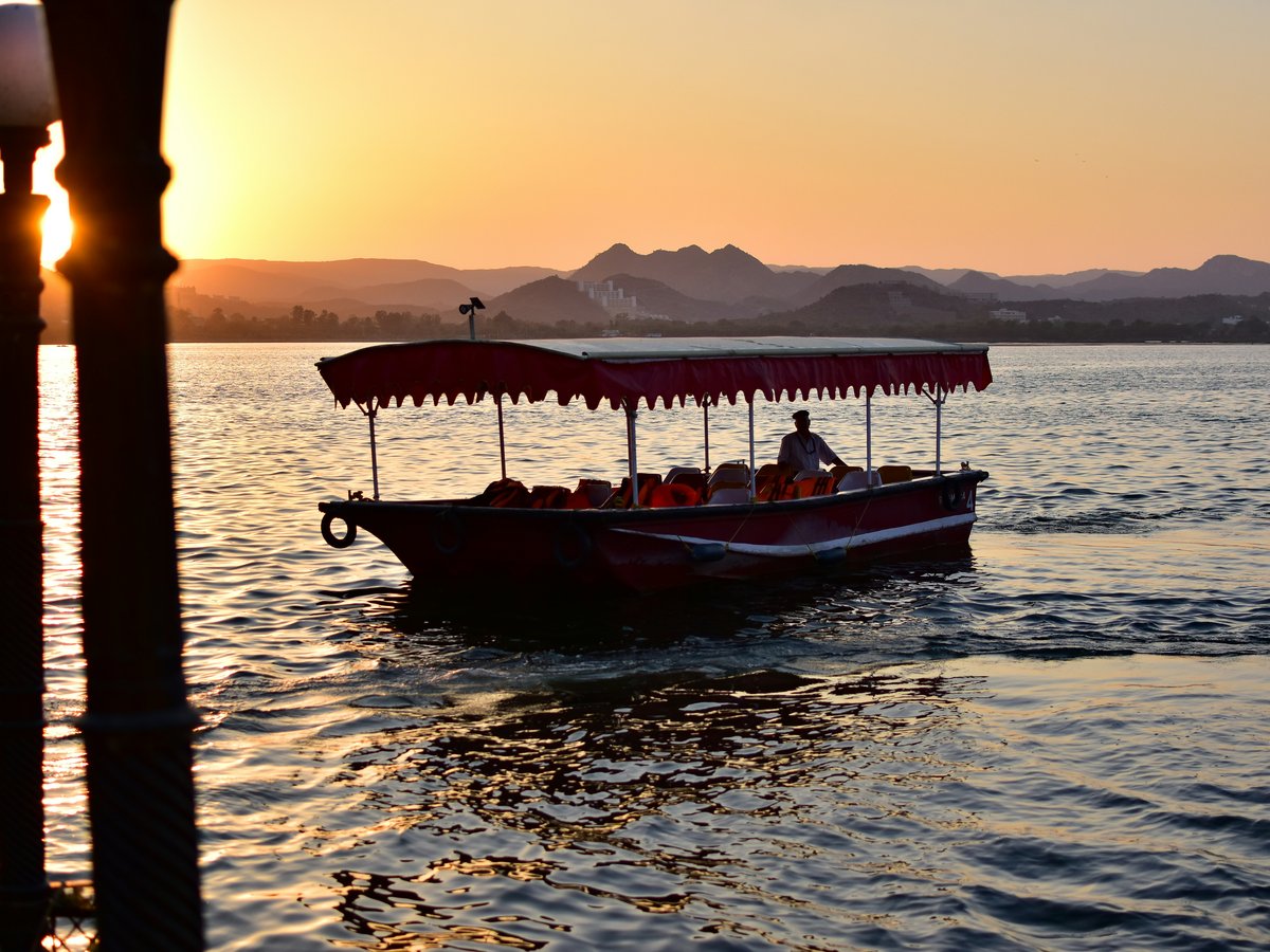 man riding boat