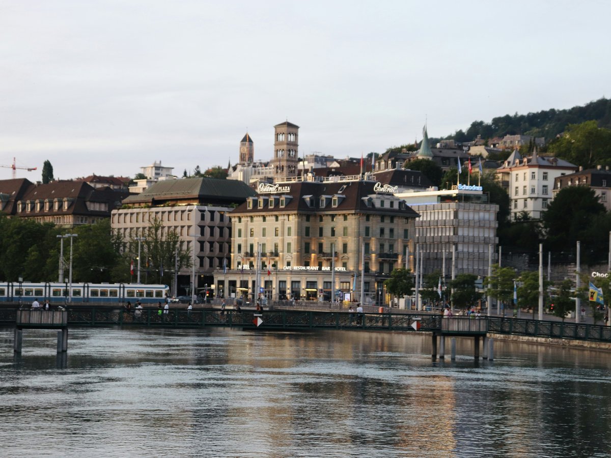 a body of water with buildings along it