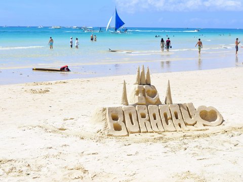 people walking on Boracay beach