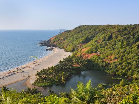 a view of a beach from a high point of view