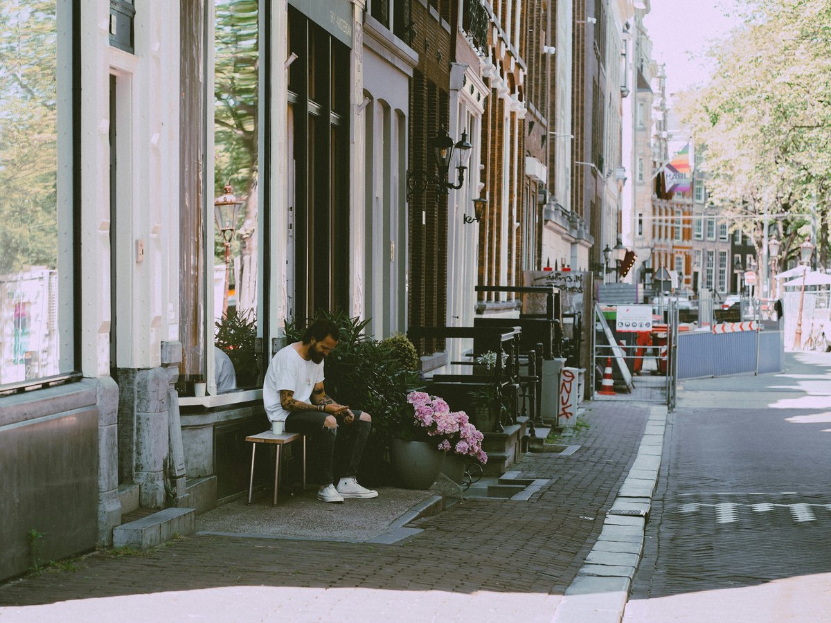 a person sitting on a bench