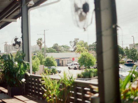 Outside view of a building and a parking lot