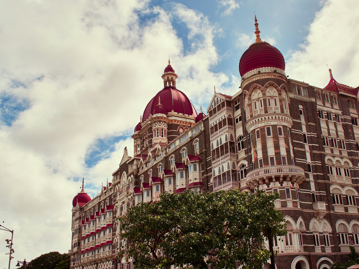 a large building with a red roof