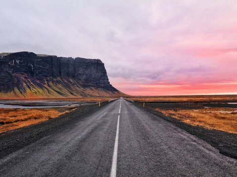 asphalt road and cliff horizon