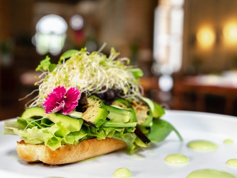a close up of a plate of food on a table