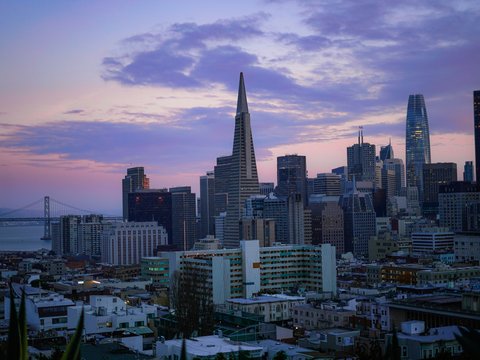 a view of a city with a very tall building