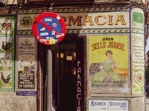 Parmacia signage with gate