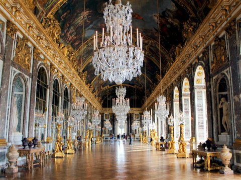 a large room with a chandelier in it