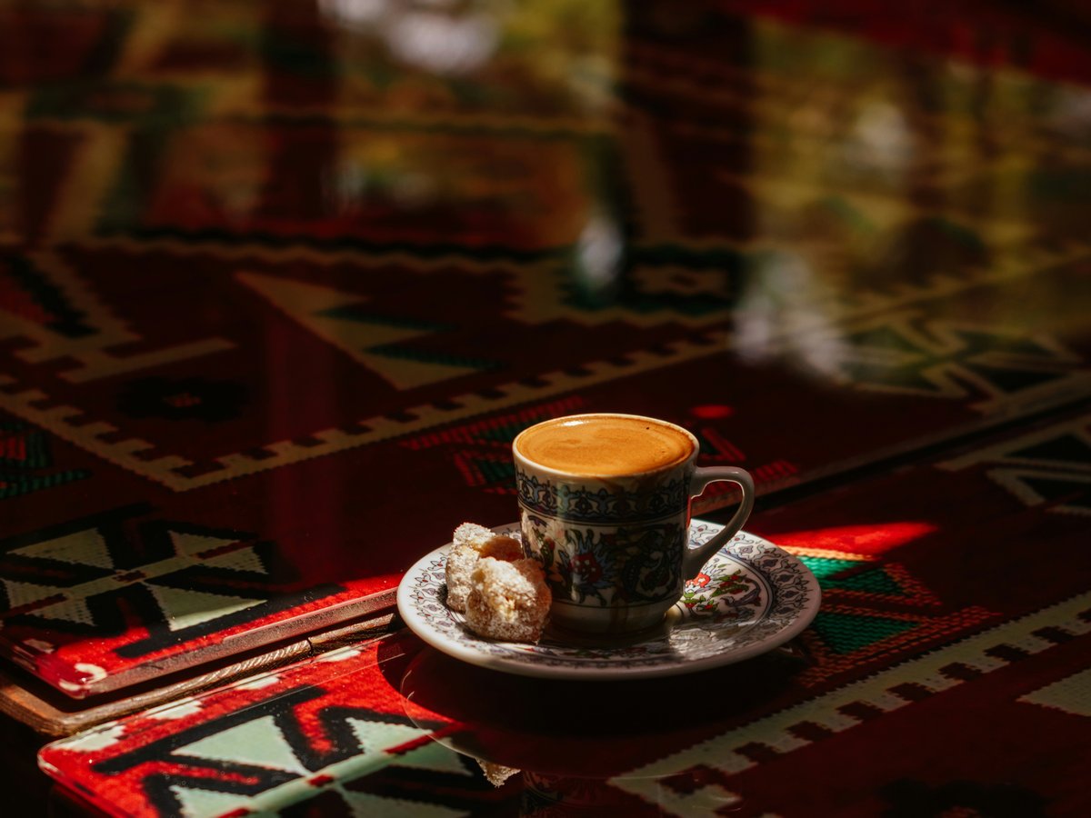 a cup of coffee on a table