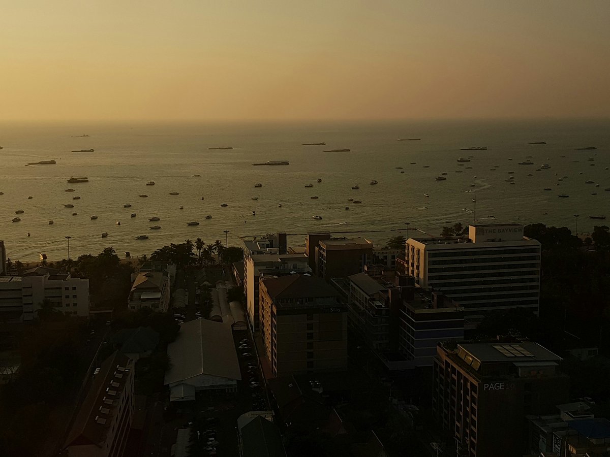 top view of buildings facing ocean