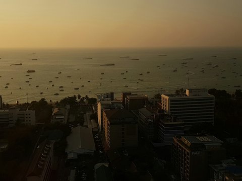 top view of buildings facing ocean