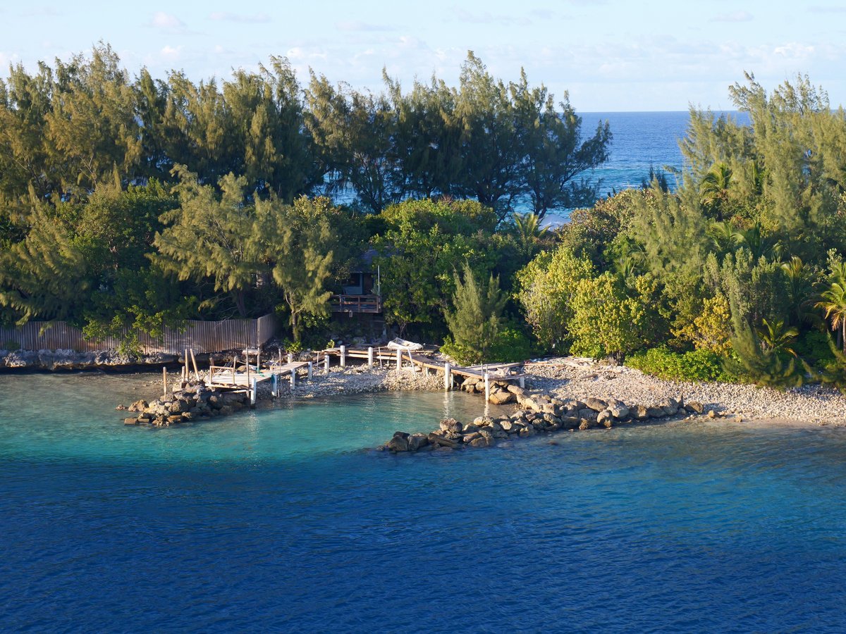 An aerial view of a small island in the middle of the ocean