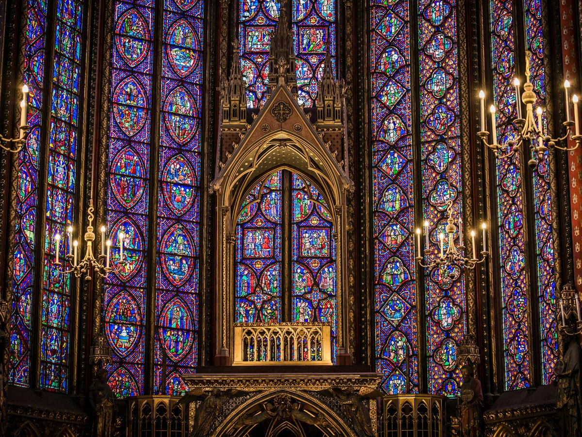 mosaic glass wall of cathedral