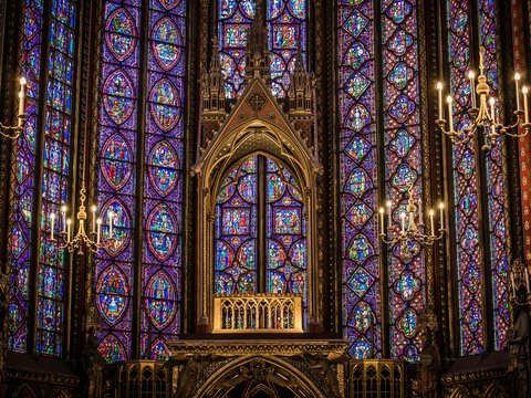 mosaic glass wall of cathedral