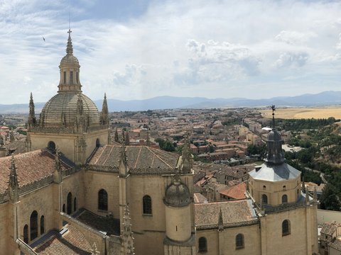 aerial photo of concrete church