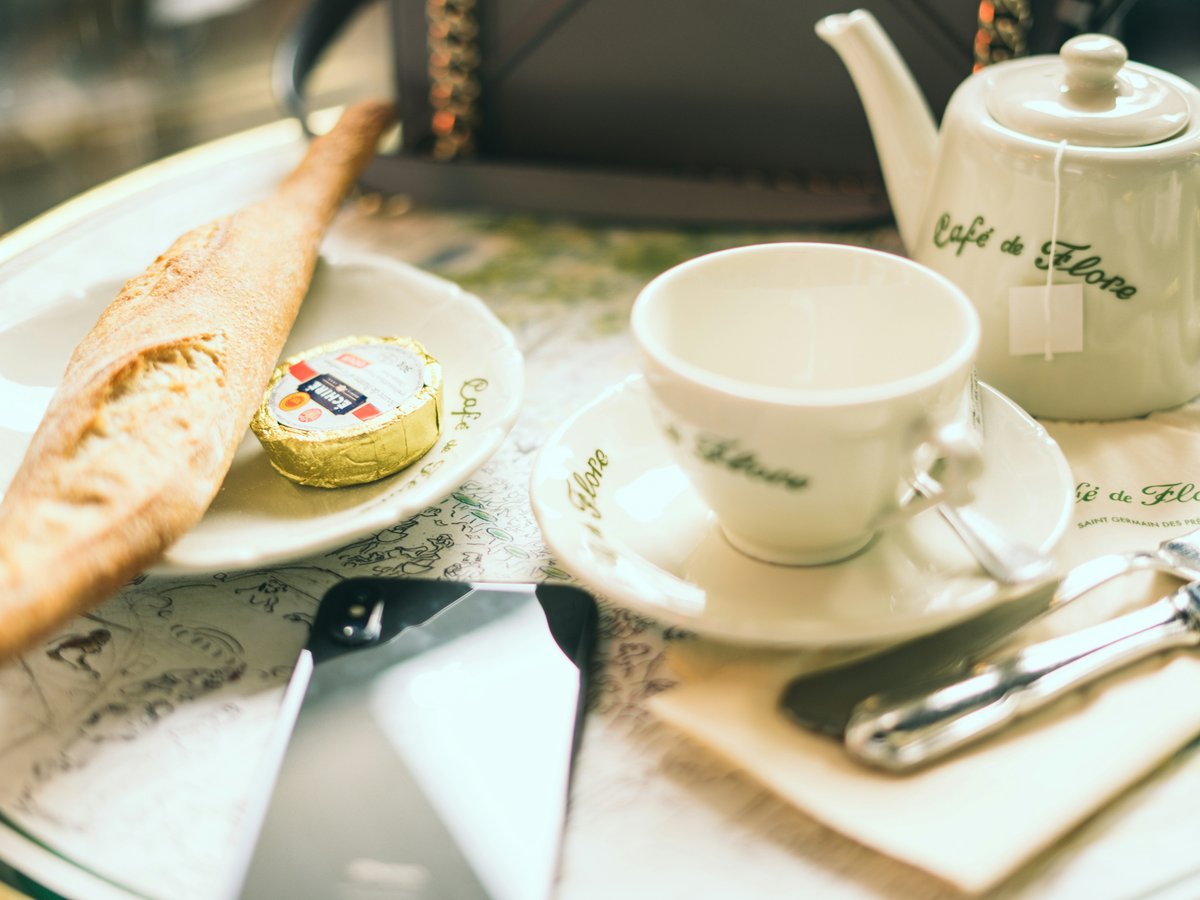 bread on top of saucer near teacup