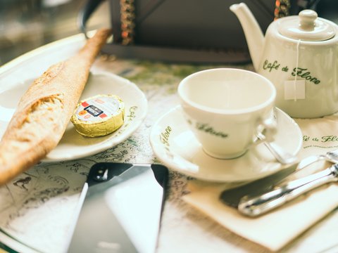 bread on top of saucer near teacup