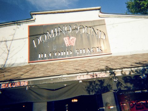 Domino sound record shack sign is visible