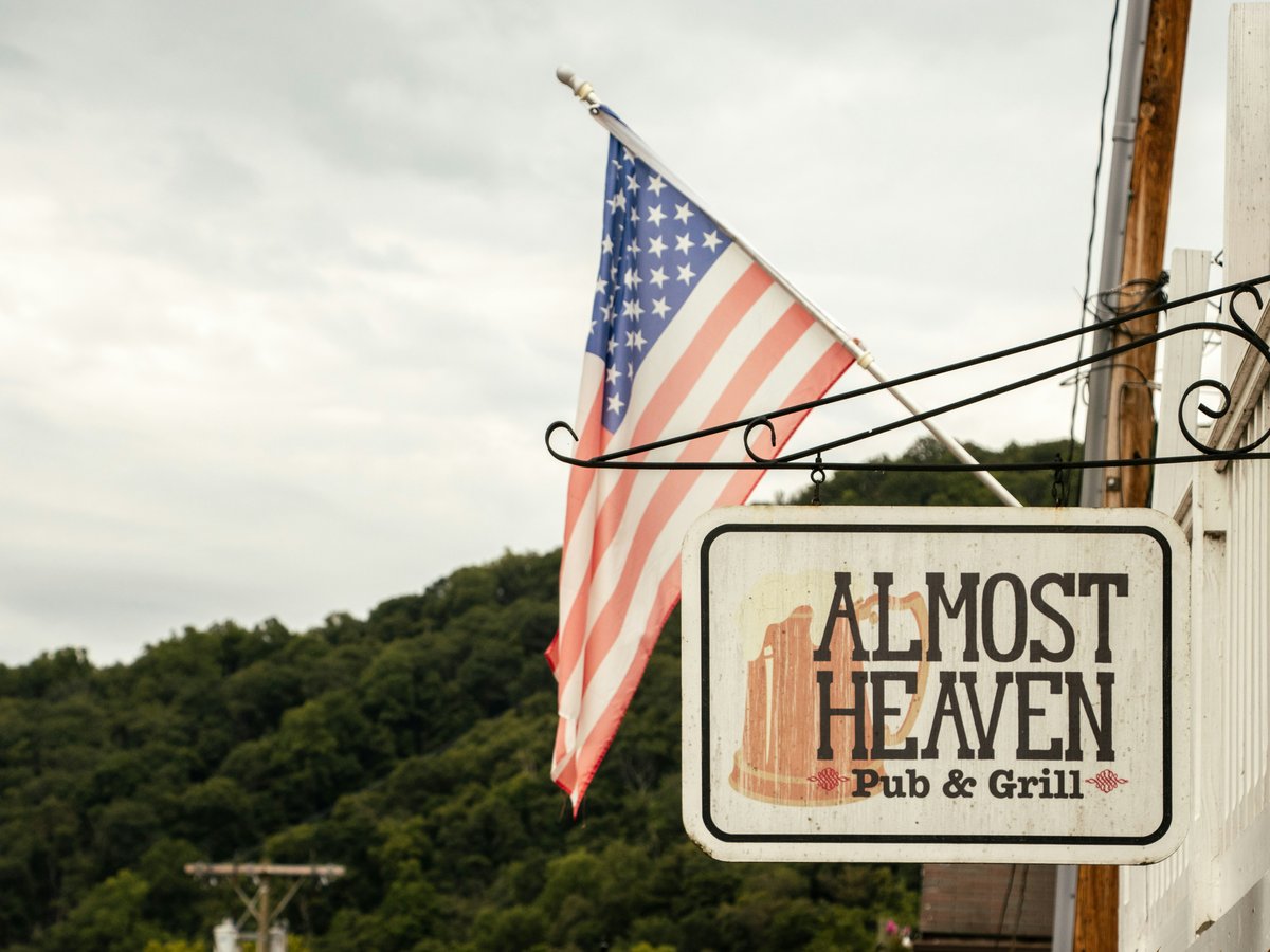 a sign with a flag on it
