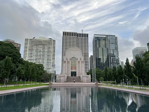 a large building next to a body of water