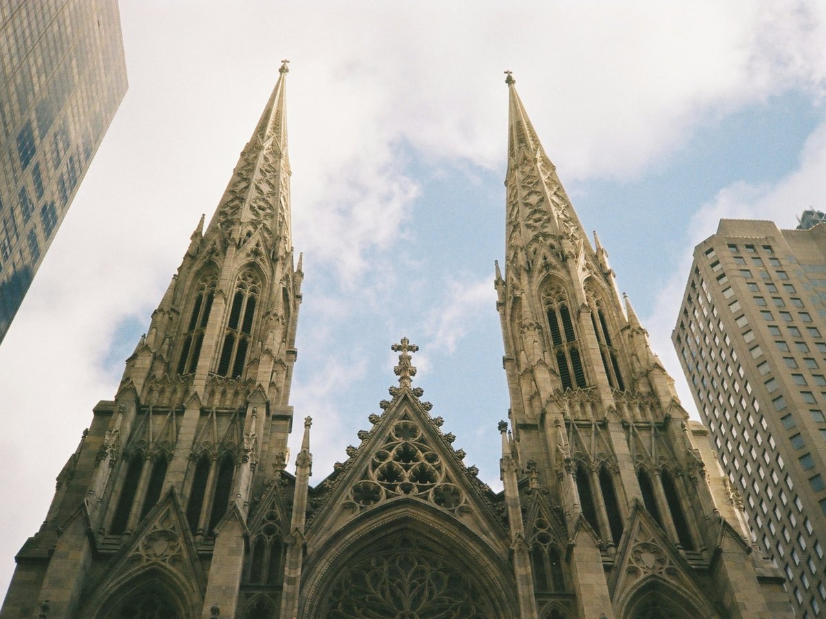 St. patrick's cathedral towers against the sky.